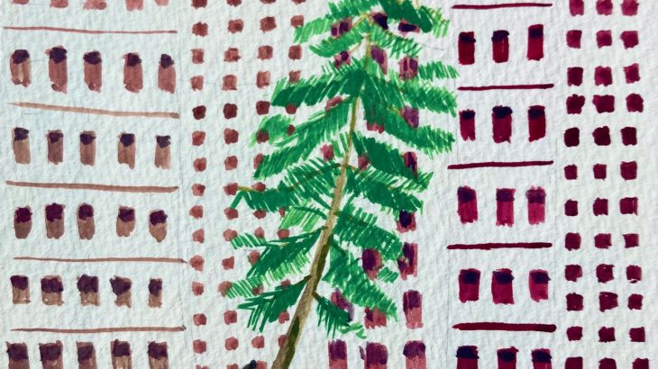 Gouache painting of Marine Drive, Bombay by Rashmi Gupta, Studio RAGU